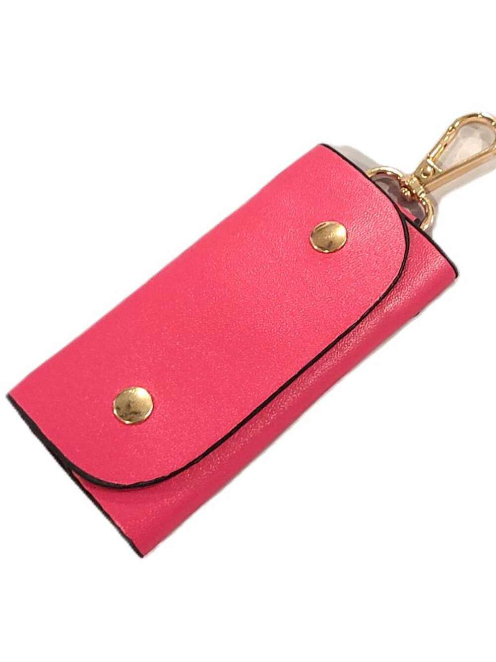 New Fashion Key Holder Purse Hot Pink Nylon Gold Tone Handle Snap